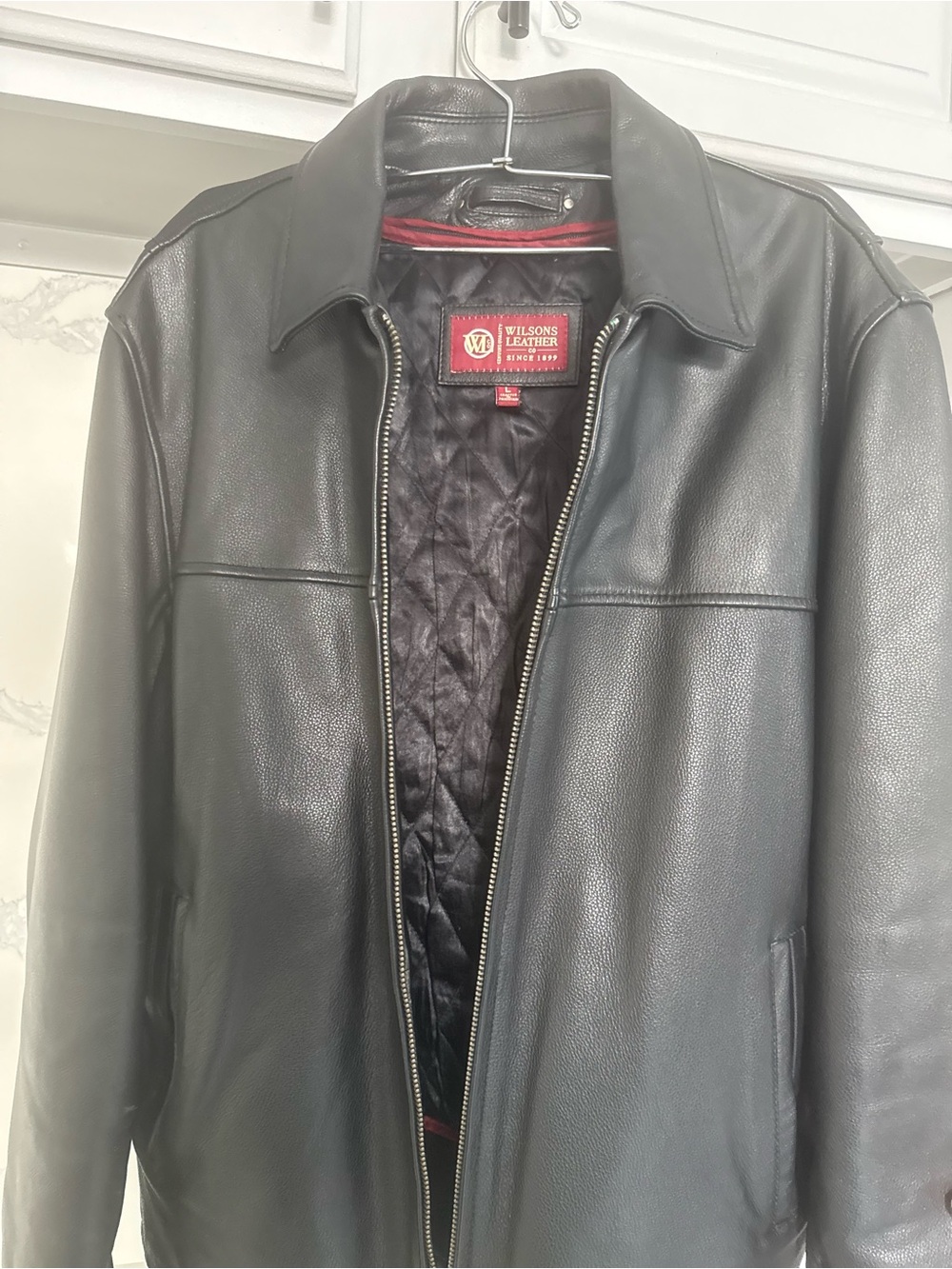 Wilson’s Leather Men’s Black Genuine Leather Jacket Full Zip Size L - Picture 4 of 6